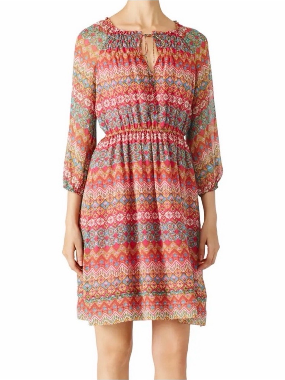 Diane Von Furstenberg Pink Multi-Color Printed Midi Dress - Picture 2 of 5